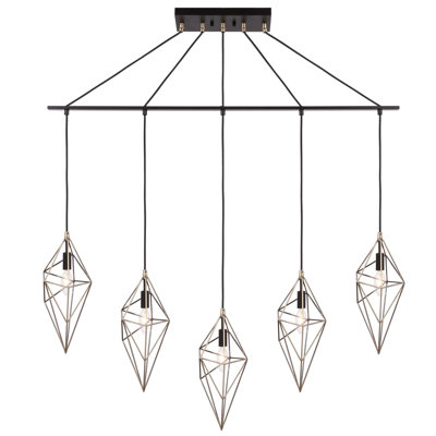 Luminaire suspendu géométrique 5 lumières grappe Luverne