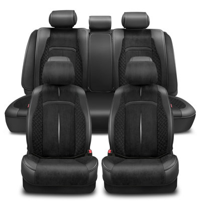 Ensemble complet de housses de siège avec appui-tête Voris Series, compatible avec les coussins gonflables, trous d'ouverture réservés, universel pour les voitures