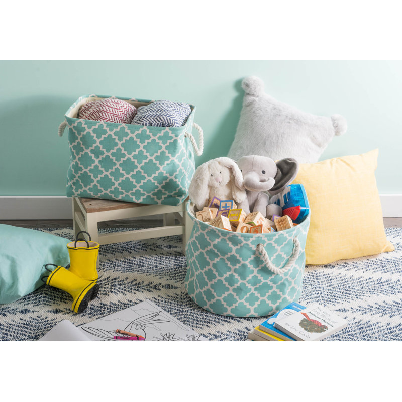 Corbeille en tissu Morganstein, Turquoise, H 9 po x l 12 po x P 12 po