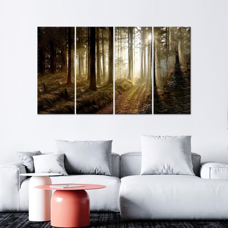 «Golden Light Nature Path», art mural imprimé sur toile 4P, 43,3 po H x 63 po l