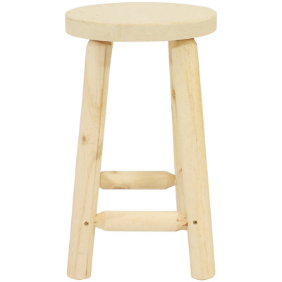 Round Backless Rustic Log Cabin Style Counter-Height Stool, Unfinished