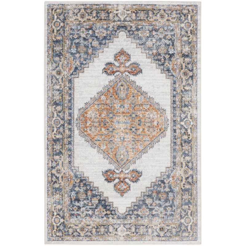 Tapis gris / doré lavable à la machine LaGuardia, Rectangle 4 pi x 6 pi