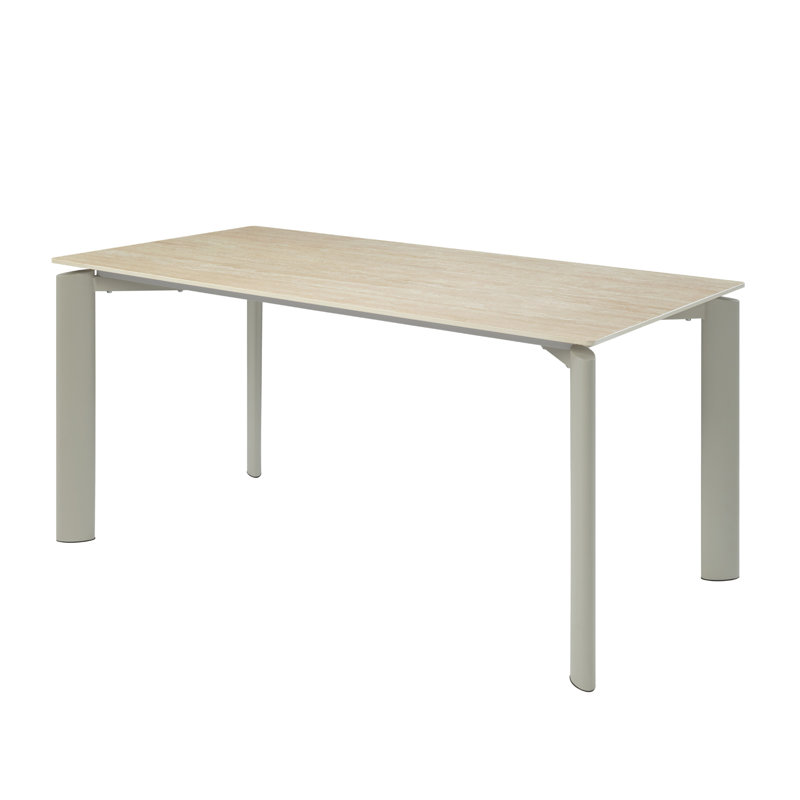 Table de salle à manger avec plateau en céramique et finition gris clair
