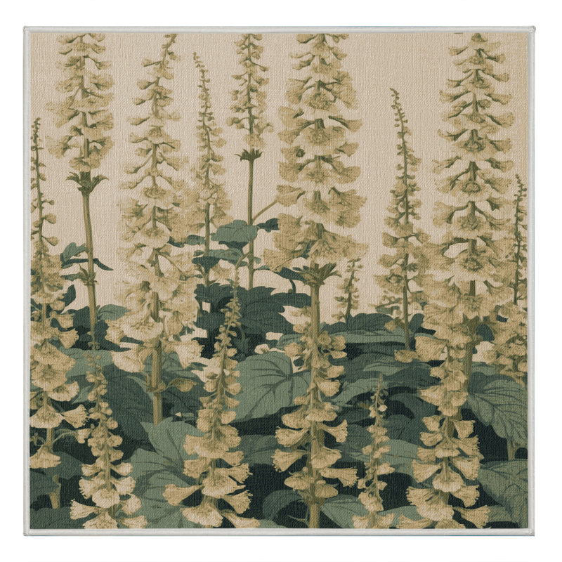 Tapis botanique beige lavable à la machine, Carré 4 pi