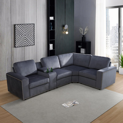 The Versailles 5-Piece Modular Microfiber Modern Sectional With Storage Console