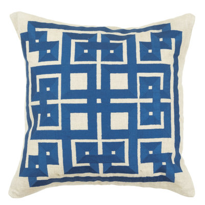 Embroidered Linen Throw Pillow