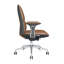 Fauteuil de direction en cuir véritable, fauteuil de bureau pivotant ergonomique à dossier moyen, fauteuil de bureau à haut dossier avec base en alliage d'aluminium poli, hauteur réglable-358631647