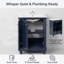 Meuble-lavabo minimaliste 24 po avec pieds sculptés et tablette réglable - Armoire de rangement à fermeture en douceur avec lavabo en céramique pour les petites salles de bain ou les salles d'eau-259087123