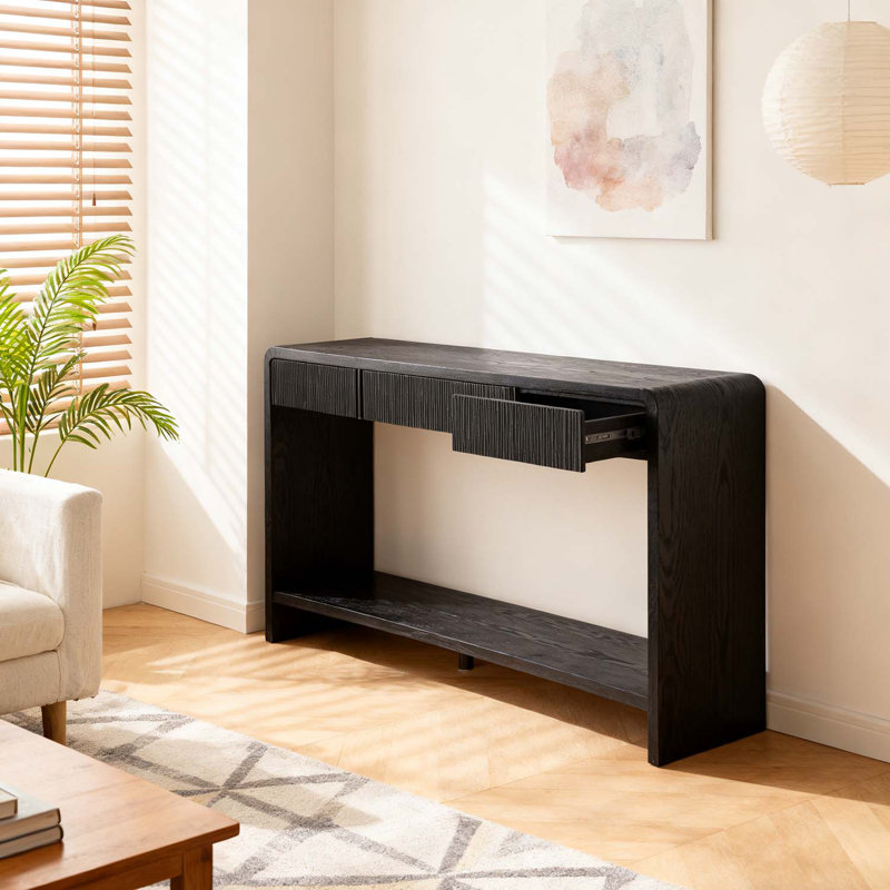 Console moderne à rainures verticales pour vestibule ou couloir, Noir