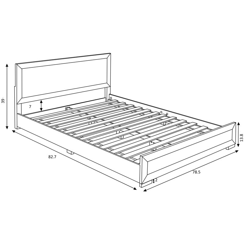 Trent Wood Low Profile Platform Bed, King, Black