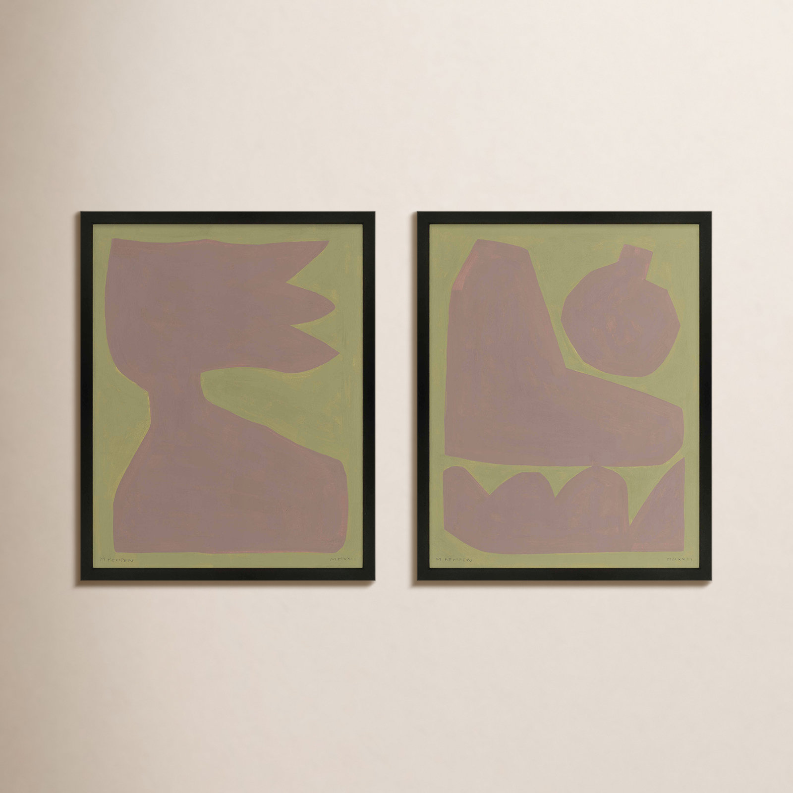 Ash 3 & 4. by Michael Kempen, Black Framed, 20"H x 16"W x 1.25"D