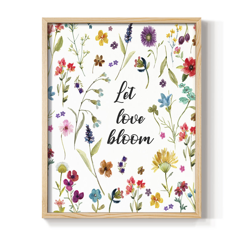 Let Love Bloom, reproduction encadrée - bois massif, H 30 po x l 24 po, Naturel