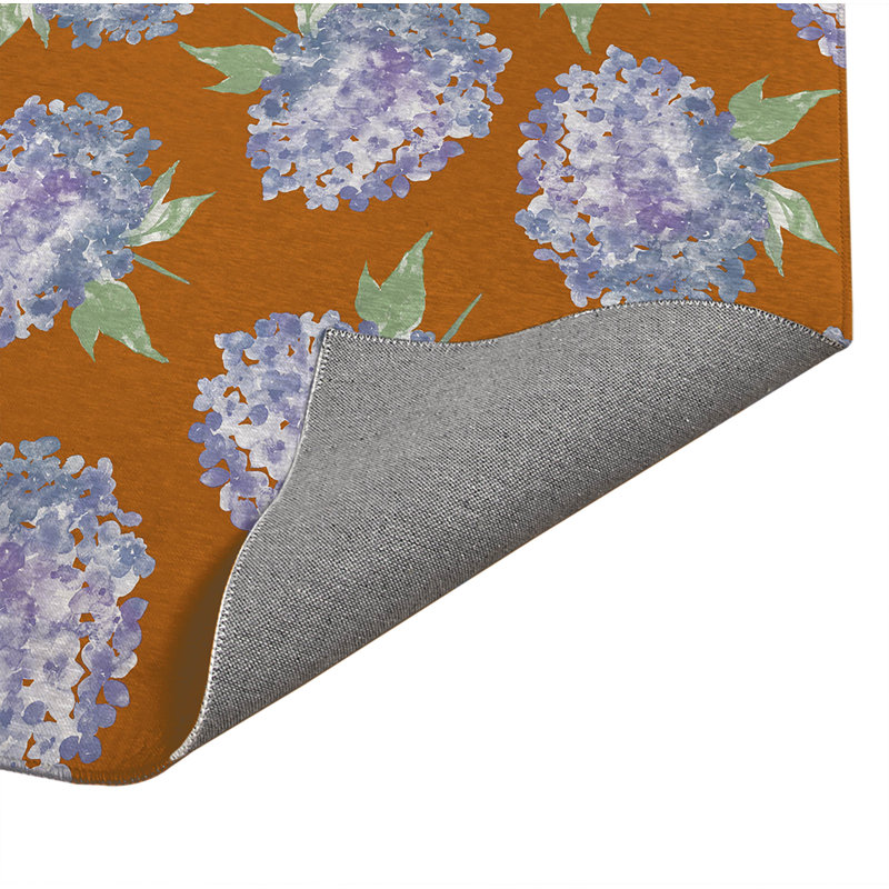 Tapis d'extérieur Hydrangea Love, Orange, Rectangulaire 3 pi x 5 pi