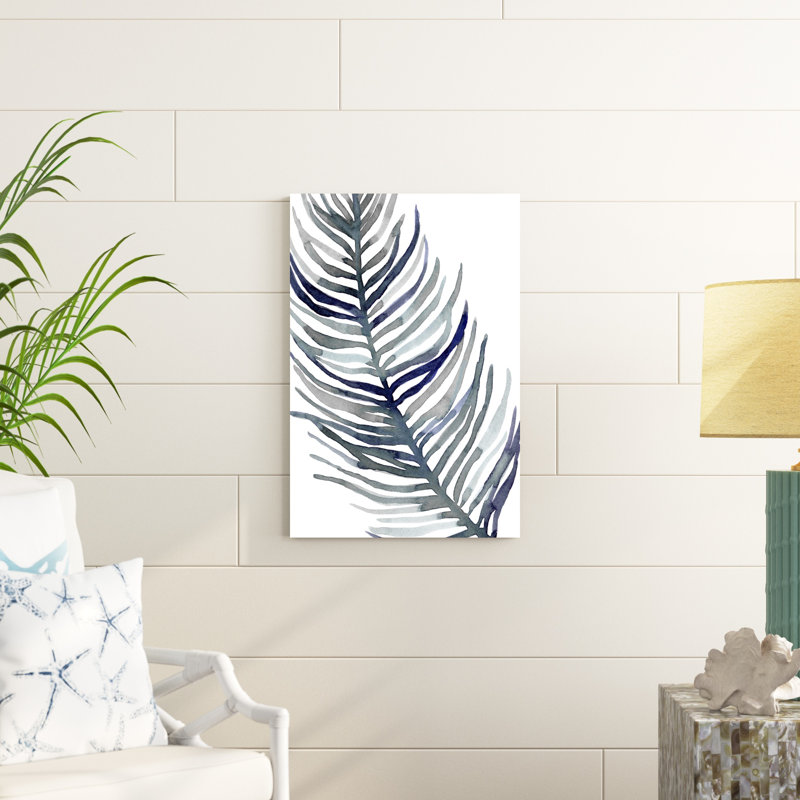 Palmier bleu à plumes I, H 30 po x l 20 po x P 1,25 po