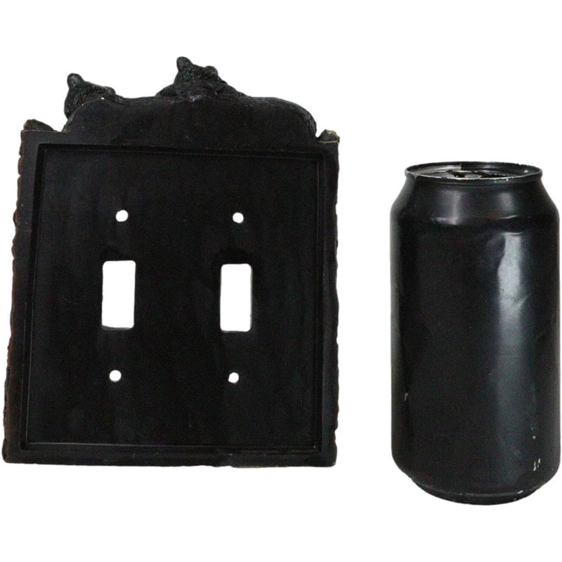 Set Of 2 Rustic Forest Black Bears Climbing Tree Double Toggle Switch Covers