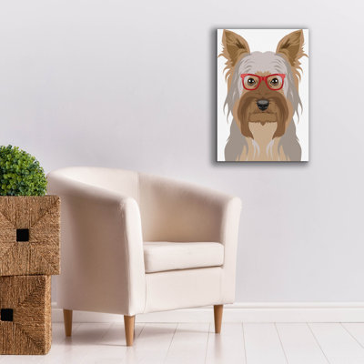 Yorkshire Terrier portant des lunettes de hipster 2 po par Furbaby Affiliates, art mural sur toile