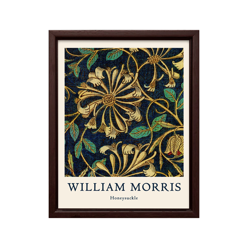 William Morris - Chèvrefeuille n ° 13, Canvas, 12"H x 16"W, Brown Framed
