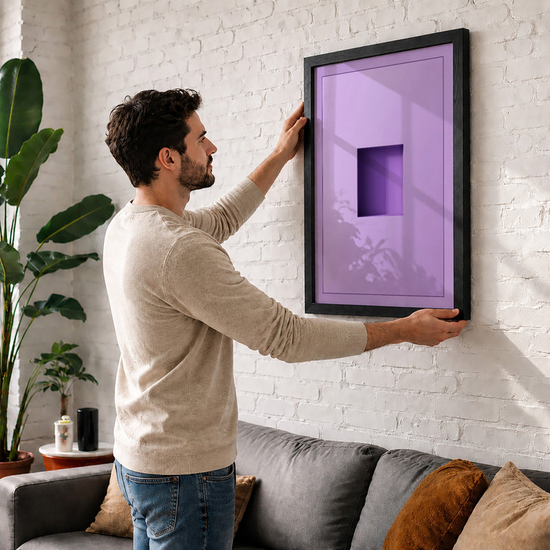 Purple Geometry Minimalist - Print, Oak, A4 - 29.7 x 21.0 cm