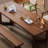 Nut-brown Rectangular Solid Wood desk-108347282