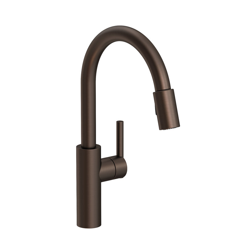 East Linear Pull Down Single Handle Kitchen Faucet, English Bronze