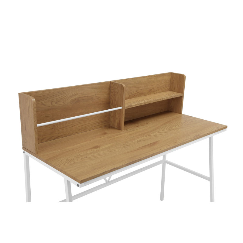 Deidra Metal Base Writing Desk, Oak