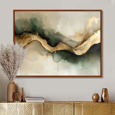 Abstract Liquid Ink Divide Fight Of Emerald II - Abstract Liquid ink Wall Art