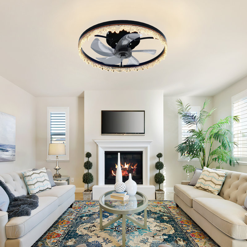 20" Smart Silent Flush Mount Ceiling Fan With Light – Invisible Blades, Remote & Timer, 19.7"