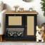 Black Pet Feeding Station With 2 Elevated Bowls, Side Hooks, More Storage Space, Tipping Door, Detachable Tipping, Theme