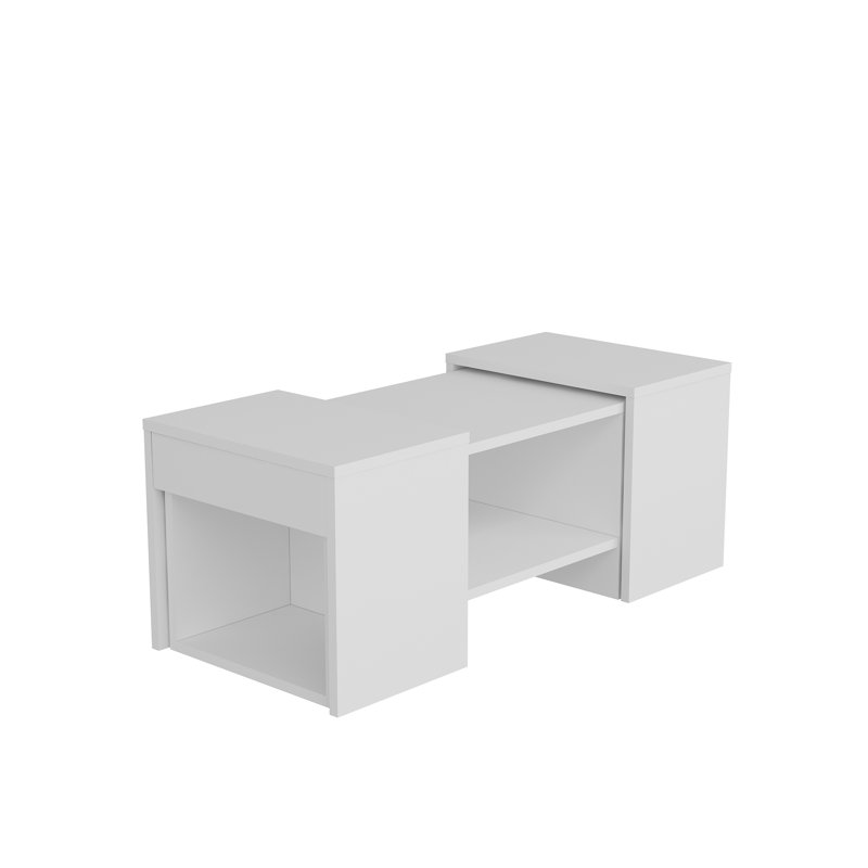 Frame Coffee Table with Storage, White