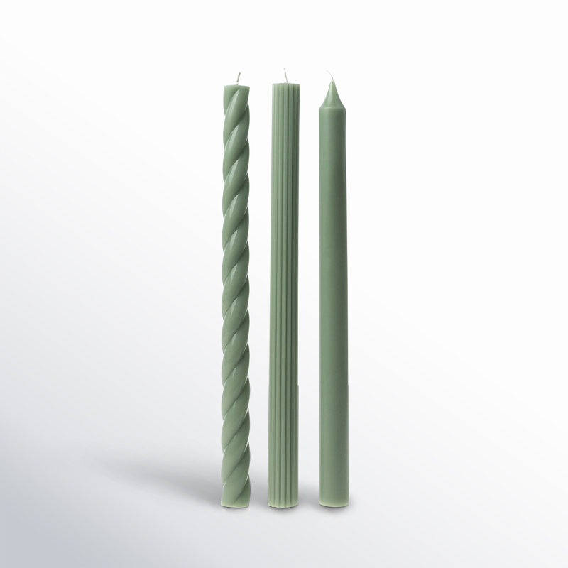 Sage Green Hinoki Essence Soy Taper Candle Set, 7.65 oz