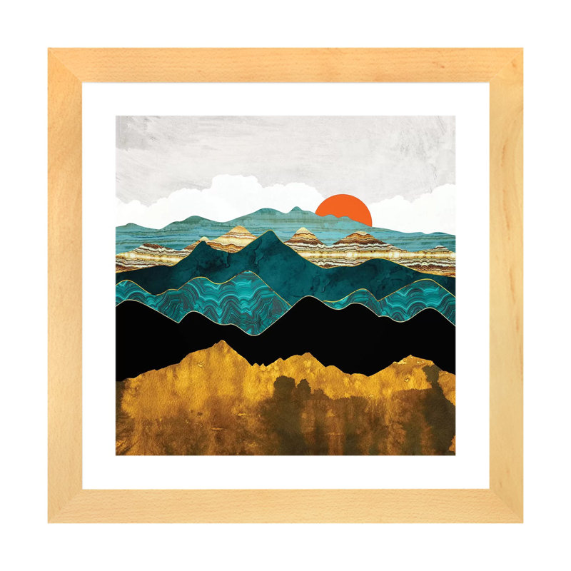 Turquoise Vista - imprimé, H 16 po x l 16 po x p 1 po, Cadre papier naturel