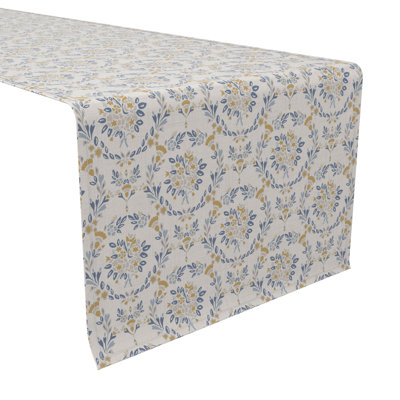 Rectangular Floral Cotton Twill Table Runner