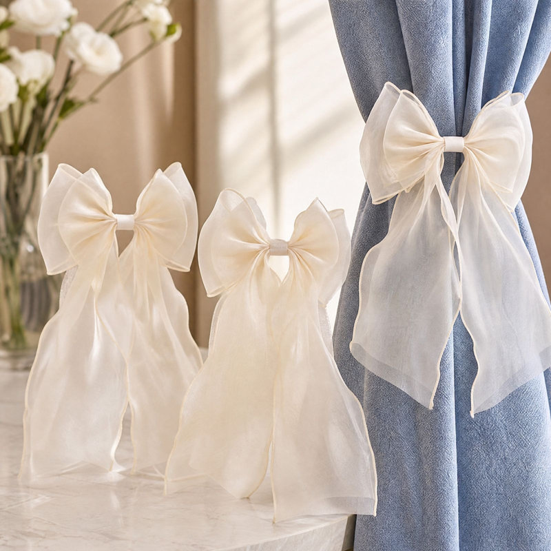 Embrasses de rideaux décoratives en forme de nœud pour la décoration intérieure, idéales pour Noël, Beige
