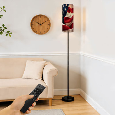 Lampe sur pied avec drapeau à vagues American