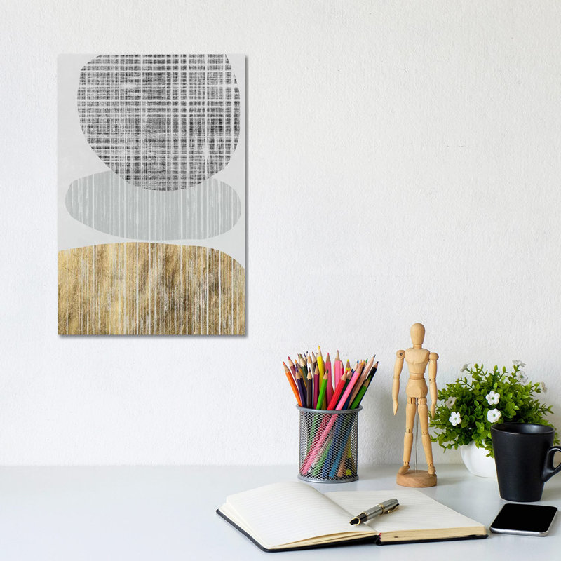 Gilded Shapes II by Jennifer Goldberger - Wrapped Canvas Painting, 20.32 cm H x 30.48 cm W