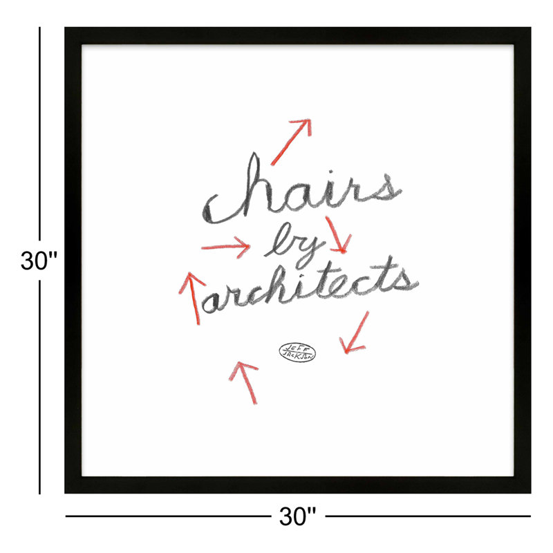 Chairs By Architects Print by Jeff Jackson, Black Single Structure Framed Paper, 30" H x 30" W x 1.25" D