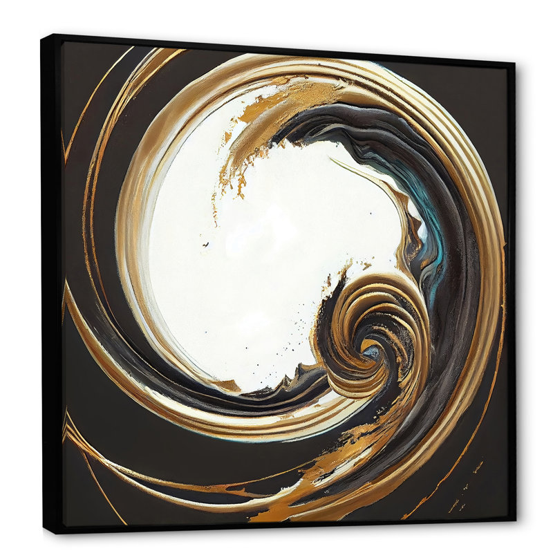 Gold Glamour Circle 1 III - Impression sur toile, H 16 po x l 16 po x P 1 po, Cadre flottant noir