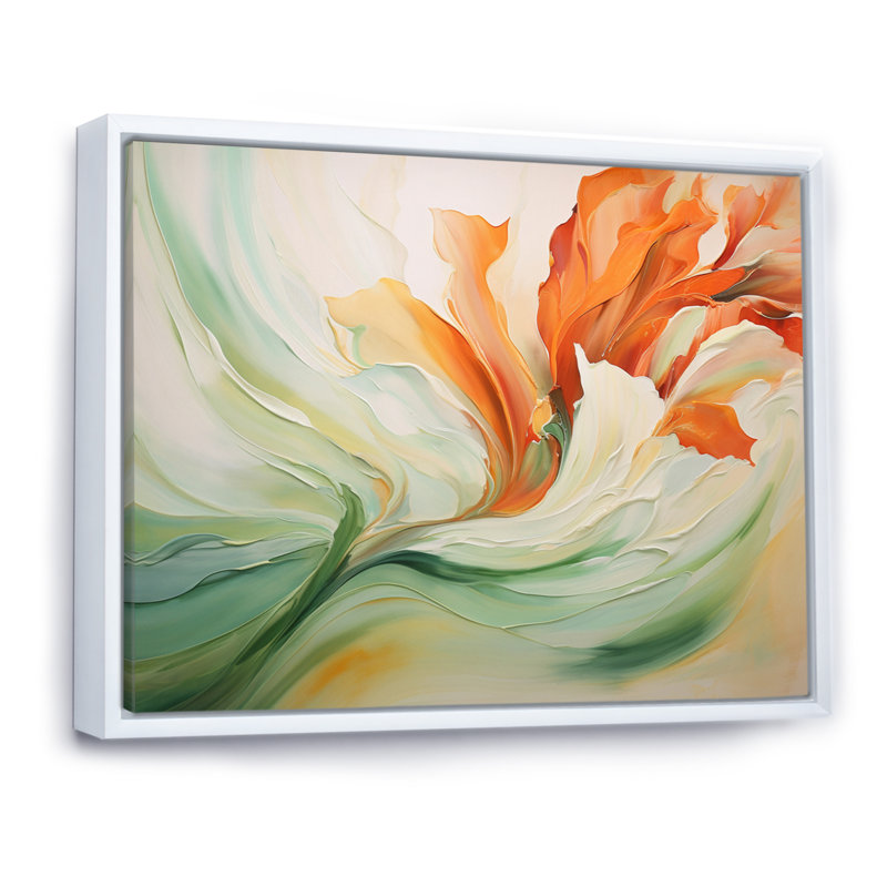 «Green Flowing Petals - Abstract Botanicals», impressions encadrées, H 24 po x l 32 po, Reproduction avec cadre flottant