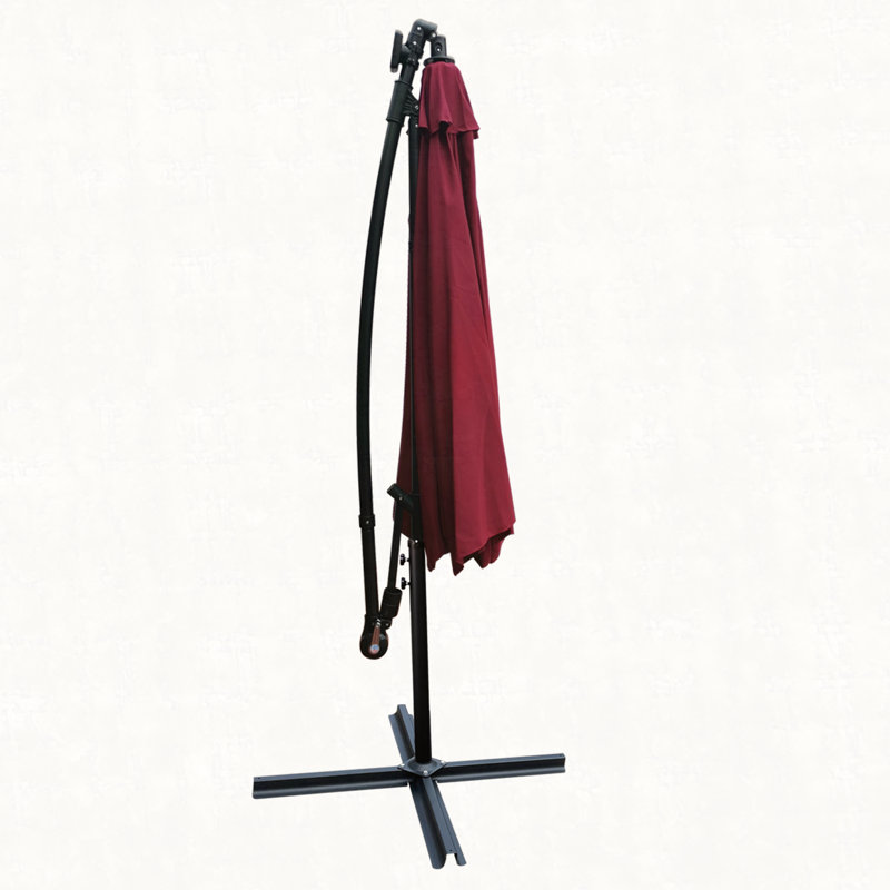 Parasol de terrasse 10 pieds à énergie solaire avec éclairage à DEL 8 lumières, Bourgogne