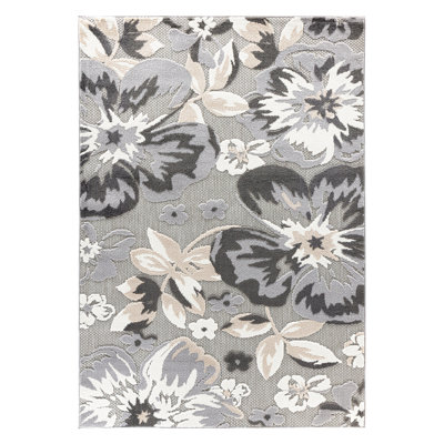 Floral Indoor / Outdoor Area Rug Gray