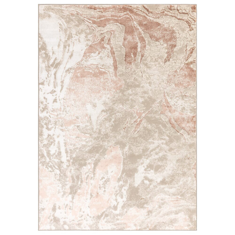 Anandita Abstract Pink/Beige/Cream Area Rug, Rectangle 80 x 140 cm