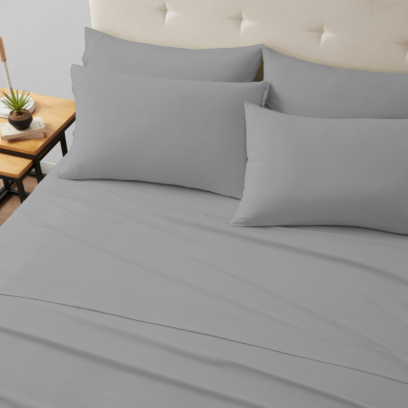 Kathy Ireland Bamboo Cooling 6 Piece Sheet Set with Deep Pockets, King sheet set with 6 additional pieces, Alloy