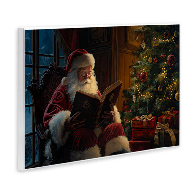 Père Noël lisant par Tree Canvas par Imagine It Images