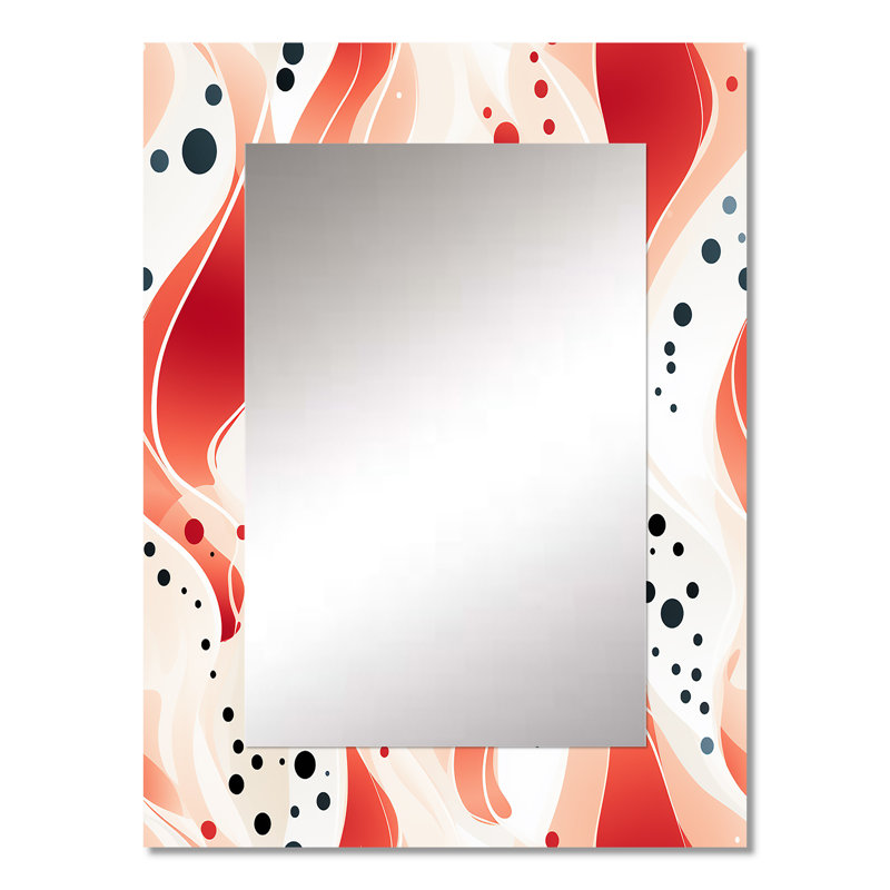 Weatherholt Red And White Polka Dots Pattern - Polka dots  Wall Mirror, Graphic Print, Geometric Decorative Mirror, Printed Metal Art