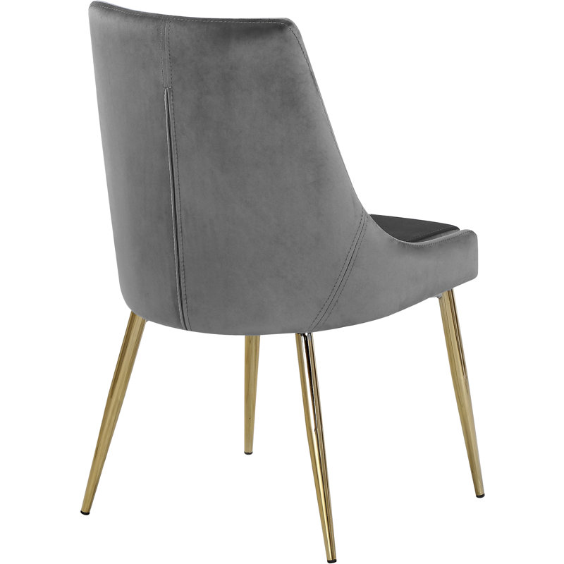 Karina Velvet Upholstered Dining Chair, Gold, Grey Velvet