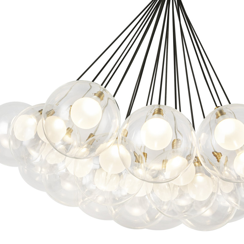Bolla Steel LED Chandelier, Brushed Gold, 19, 29" H x 28" W x 28" D