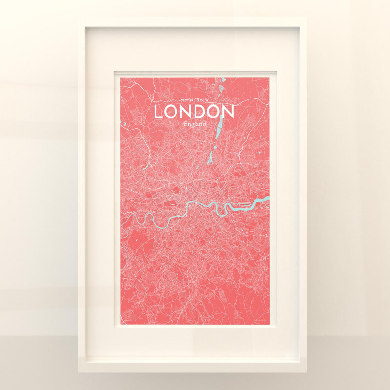 London City Map In Maritime - No Frame Print, 17cm H x 11cm W x 0.05cm D