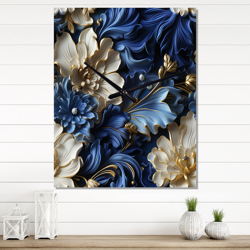 Horloge murale bleue à motif victorien baroque II, Moyen