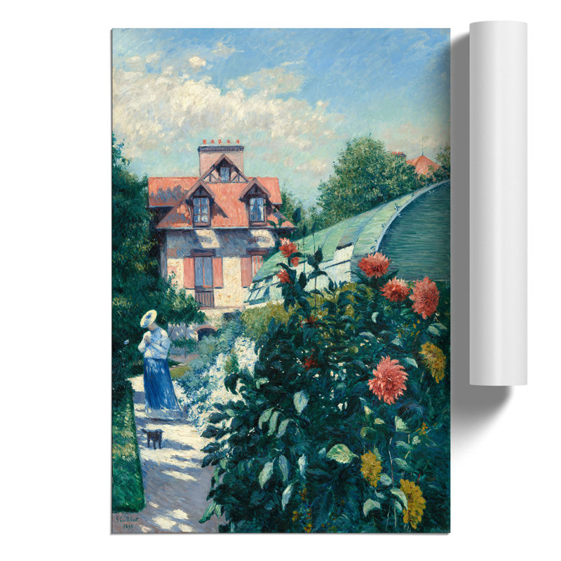 Dahlias Garden by Gustave Caillebotte - No Frame Painting, 59cm H x 42cm W x 0.1cm D