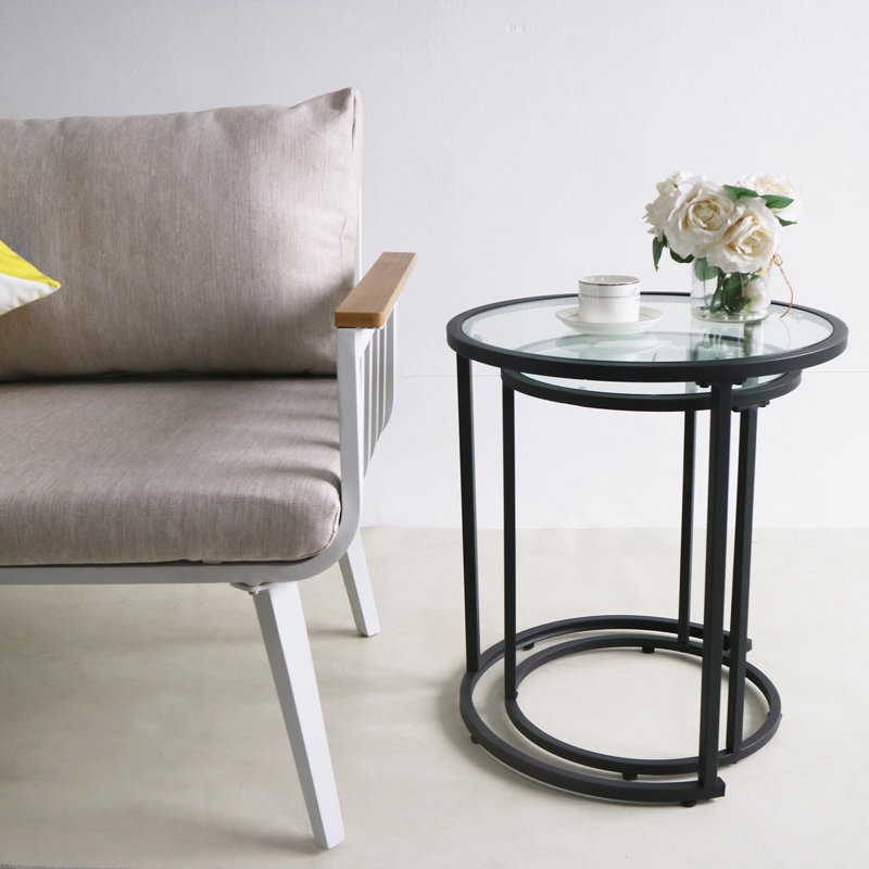 Glass Top Nesting Tables, Black